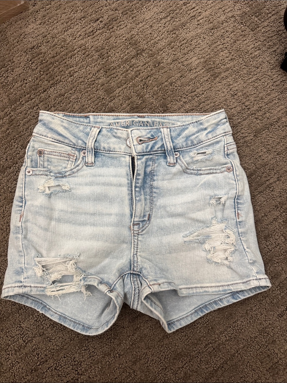 American Eagle Outfitters Light Blue Distressed Denim Women's Shorts